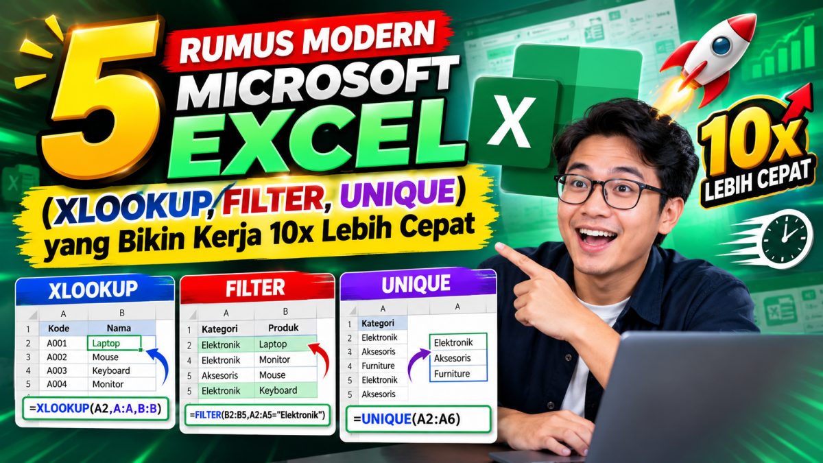5 Rumus Modern Microsoft Excel (XLOOKUP, FILTER, UNIQUE) yang Bikin Kerja 10x Lebih Cepat